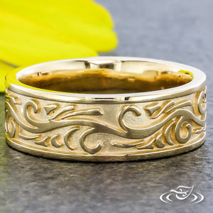 Carved gold sale wedding bands